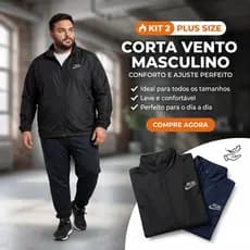 Kit 2 Peças Jaqueta Corta Vento Plus Size Casaco 100%Tactel Leve Prático Confortável Ideal Dia a Dia e Caminhadas
