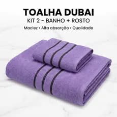Kit Toalhas Dubai 1 Banho + 1 Rosto Alta Absorção 100% Algodão