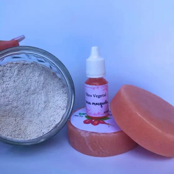KIT CLAREADOR DE PELE- Argila Branca + Sabonete de Rosa Mosqueta + Óleo de Rosa Mosqueta PURO (Envio IMEDIATO))