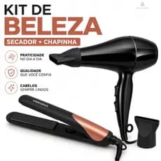 🔥 Kit Secador 1800W 127V Preto + Chapinha Prancha alisadora Bivolt 50W Profissional Compacta