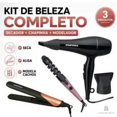 Kit Beleza Secador 1800W 127V + Chapinha Profissional 50 W +  Modelador Cachos Prancha Babyliss