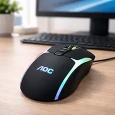 Mouse Gamer AOC GM190 RGB Profissional USB 7200 DPI Sensor Alta Precisão Botão Fire Ergonômico Jogos