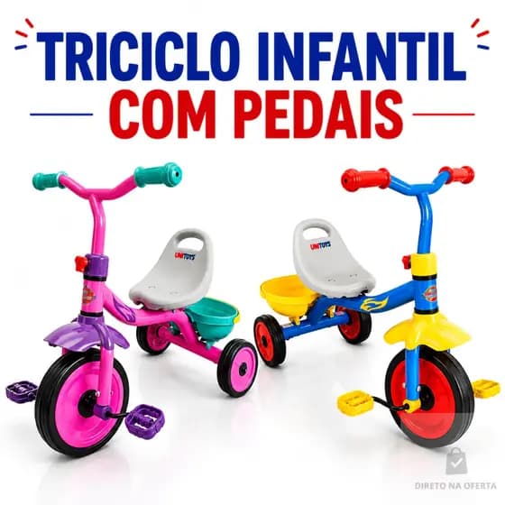 Triciclo Infantil 3 Rodas Cesta Rodinhas para Crianças Bicicleta Motoca Velocipede Velotrol