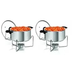 Kit com 02 Panelas Rechaud 5 Litros Com Tampa De Vidro Para Buffet e Eventos