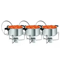 Kit com 03 Panelas Rechauds 5 Litros Com Tampa De Vidro Para Buffet e Eventos