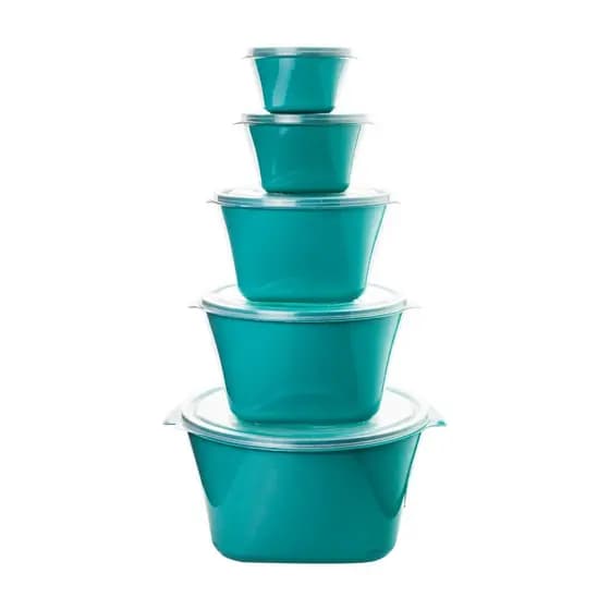 Kit com 5 Vasilhas de Plástico Multiuso Potes Mantimentos Cozinha Utilidades Variedade de Cores