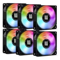 Kit 6 Coolers Revenger VR337 Fans 80mm RGB 12V Para PC/Gabinete Super Silenciosos Air Cooling Gamer