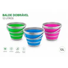 Balde Dobrável Retrátil 10 L/12 Litros Silicone Original Multiuso Portátil