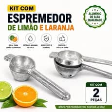 Kit 2 Espremedores Laranja e Limao Manual Aluminio Fundido
