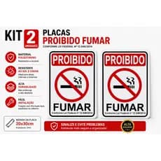 Kit 2 Placas Proibido Fumar 20x30 Sinalização