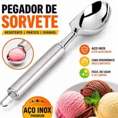 Colher Pegador de Sorvete Aço Inox 19,5cm Resistente Cozinha Profissional
