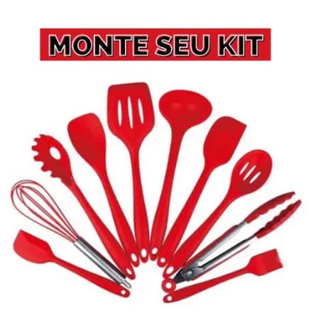 Utensílios De Cozinha De Silicone Premium Vermelho