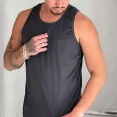 Regata Masculina Sem Manga Fitness leve esportiva academia