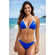 Biquíni Feminino Brasil Canelado Modelo Cortininha Fita