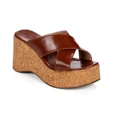 Sandália Feminina Anabela Plataforma Tira Cruzadas Boho Chic Cortiça Tendência Fashion Lançamento