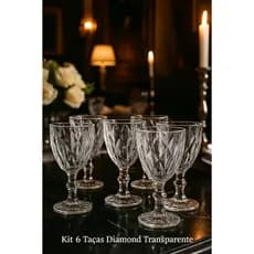 Taça de 340ml Vidro Elegante Copo Para Água Refrigerante Suco Diamond ou Greek 6 UNIDADES
