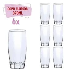 Copos Florida Chique Vidro Transparente Mesa 370ml