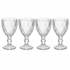 Kit 4 Taças 340ml Diamante Vidro Água Vinho Suco Refrigerante