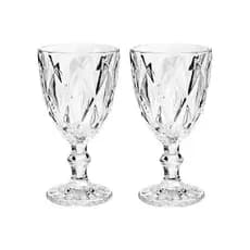Kit 2 Taças 340ml Diamante Vidro Água Vinho Suco Refrigerante