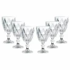 Kit 6 Taças 340ml Diamante Vidro Água Vinho Suco Refrigerante