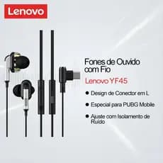 Fone De Ouvido Lenovo YF45 Tipo C E Fones Graves Com Entrada Em Forma De L Para PUBG Mobile Ajuste Isolamento De Ruído