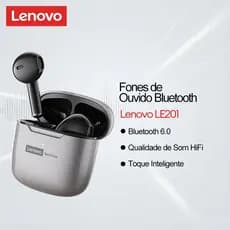 Lenovo LE201 Bluetooth 6.0 Fones De Ouvido Alta Fidelidade Qualidade Som Toque Inteligente