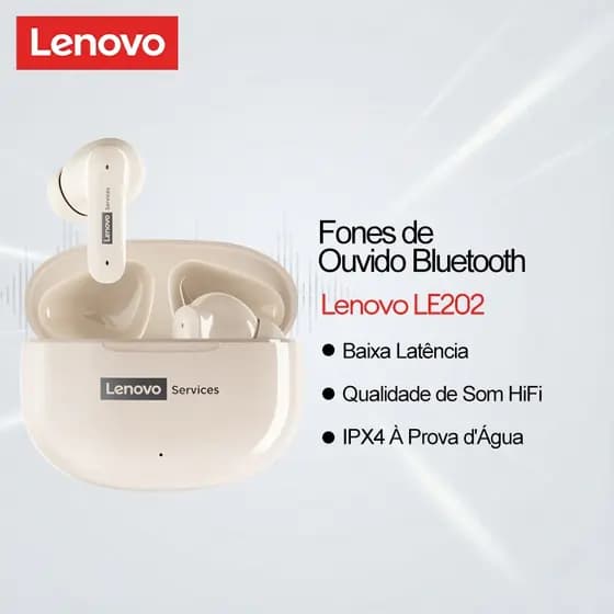 Lenovo LE202 Fones De Ouvido Bluetooth Baixa Latência No IPX4 À Prova Dwaterproof Água Alta Fidelidade Qualidade Som 6.0