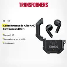 Transformers TF-T12 Fone de ouvido sem fio Cancelamento inteligente de ruído para jogos