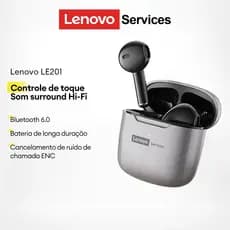 Lenovo LE201 Bluetooth 6.0 Fones De Ouvido Alta Fidelidade Qualidade Som Toque Inteligente