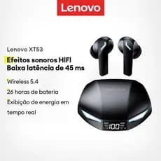 Lenovo XT53 Fones De Ouvido Bluetooth display Da Bateria Alta Fidelidade Som Estéreo Cancelamento Ruído À Prova Dwaterpr