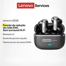Lenovo LE208 Fones De Ouvido Para Jogos Bluetooth De Baixa Latência IPX5 À Prova D'água Qualidade De Som HIFI