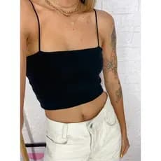 Blusinha Canelada Cropped Feminino Zara Alcinha Top faixa Canelado Crooped Alcinha Ribana Forrado