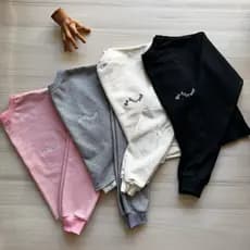 Kit 2 Blusa de Frio Feminino Cropped Moletom Bordado Felpudo Algodão Casaco Flanelado Moletom  Bordado