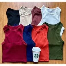 Cropped Regata Feminino  Ribana Canelada Blusinha canelada Regata Nadadora Regatinha Malha Algodão Zara Varias Cores