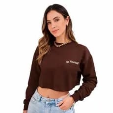 Cropped Moletom Feminino Felpudo Algodão Blusa de frio veludo por dentro