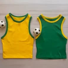 Kit 2 Cropped Brasil Copa Regata Feminina Lisa Verde Amarelo  Canelada Blusinha  Mundo 2026 Top Blogueira Regatinha