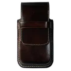 Capinha Bainha para Celular em Couro 100% Legítimo, Tampa Lisa Cor Café