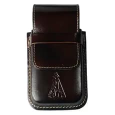 Capinha Bainha para Celular em Couro 100% Legítimo, Nossa Senhora Aparecida, Cor Café