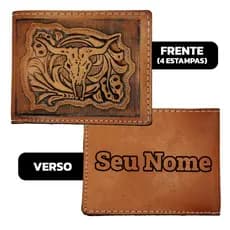 Carteira Country em Couro Legítimo Western – Personalizada com Nome - Barretos