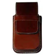 Capinha Bainha para Celular em Couro 100% Legítimo, Tampa Lisa Cor Caramelo
