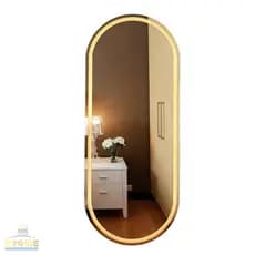 Espelho Decorativo LED Grande 75X50cm Oval Jateado Botão Touch