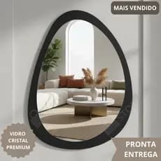 Espelho Grande Oval Moldura em Madeira 80X60cm Decorativo Sofisticado