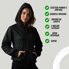 Jaqueta Corta Vento Feminino Preto , Forrado,Treino,Corrida,Secagem Rapido