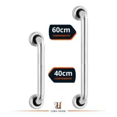Kit Barra Alça de Apoio Banheiro 40cm e 60cm Idoso Deficiente Corrimão Segurança Anti Queda Parede