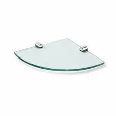 Porta Shampoo Prateleira de Vidro Incolor de Canto 30cm x 20cm Para Banheiro Com Suporte Canto
