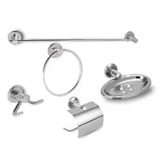Kit Acessórios Para Banheiro 5 Peças Kit Stander Aço Inox Alumínio Conjunto Completo Com Suporte