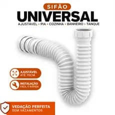 Sifão Sanfonado Branco Universal Flexível 70cm Pia Cozinha Banheiro Sem Cheiro Sem Entupimento