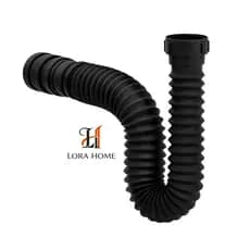 Sifão Sanfonado Flexível Universal Preto Pia Cozinha Banheiro 70cm Não Volta Cheiro Não Entope