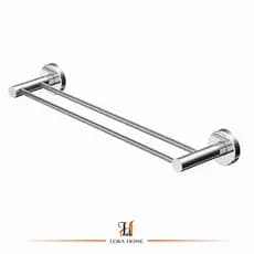 Porta Toalha Duplo Cabide Para Banheiro Lavanderia 48cm Em Alumínio Polido Resistente Luxo