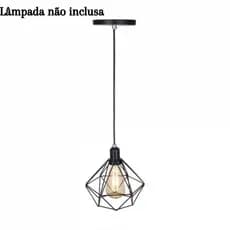 Pendente Luminária Aramado Diamante Regulável Cabo 60cm Vintage Retrô